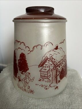 Vintage Frosted Glass Bartlett Collins Hansel & Gretel Cookie Jar